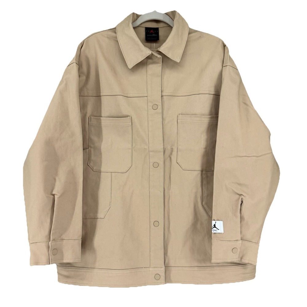 Women's Nike Jordan Flight Woman's Small Oversized Trucker Jacket Khaki NWT